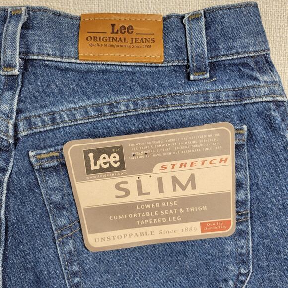 Lee Womens Jeans 10P Denim Blue Slim Fit Low Rise Tapered Leg Stretch Button NEW - Picture 3 of 12